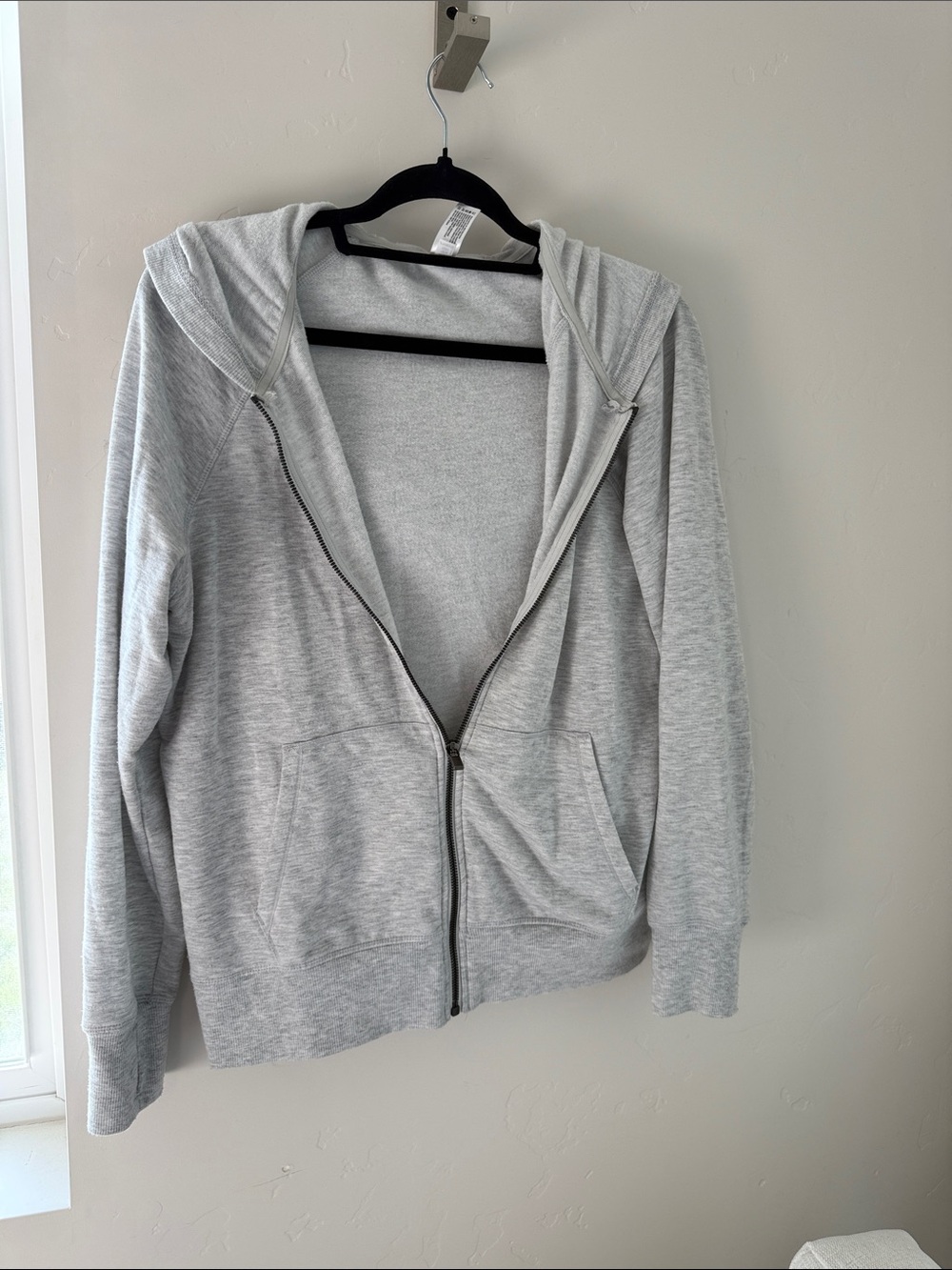 90 Degree By Reflex Light Gray and Black Hooded Zip Sweatshirt - L